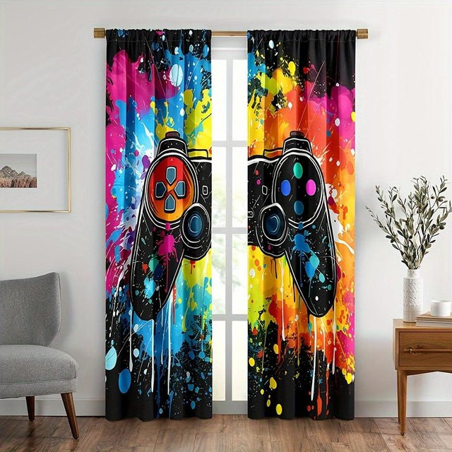 Gamepad Vorhang für Herren in Blau, B: 150 cm, H: 166 cm - Bild 1