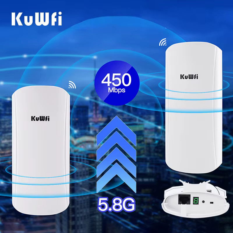 KuWFi Outdoor CPE Wireless Bridge 450Mbps 5.8G Langstrecken-WLAN-Repeater mit 12dBi Hochleistungsantenne in Weiß - Bild 2