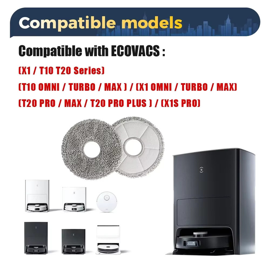 Ecovacs Reinigungset mit Wischmopps und Staubbeuteln für T10 OMNI, X1 OMNI, X1 TURBO, X1S PRO und T20 PRO/MAX/PRO PLUS Roboter-Staubsauger - Bild 2
