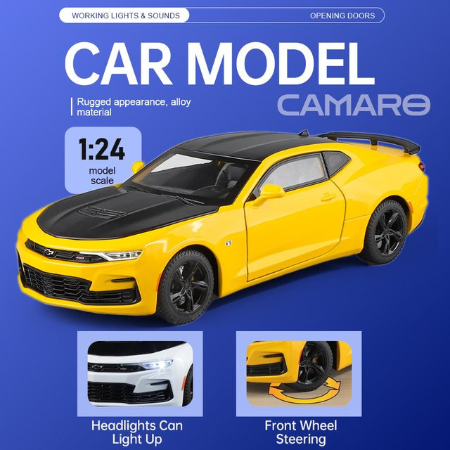 RMZ city Camaro Modellauto, 1:24 Maßstab, mit Licht und Sound - Bild 1