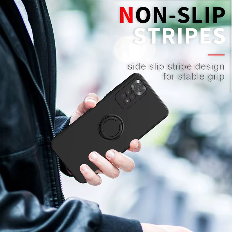 Stoßfeste Silikon Handyhülle mit Ringhalter für Xiaomi Redmi Note 12 Pro 11 10 S 9S 9 11T 12T Pro Lite in Rot und Schwarz - Bild 5
