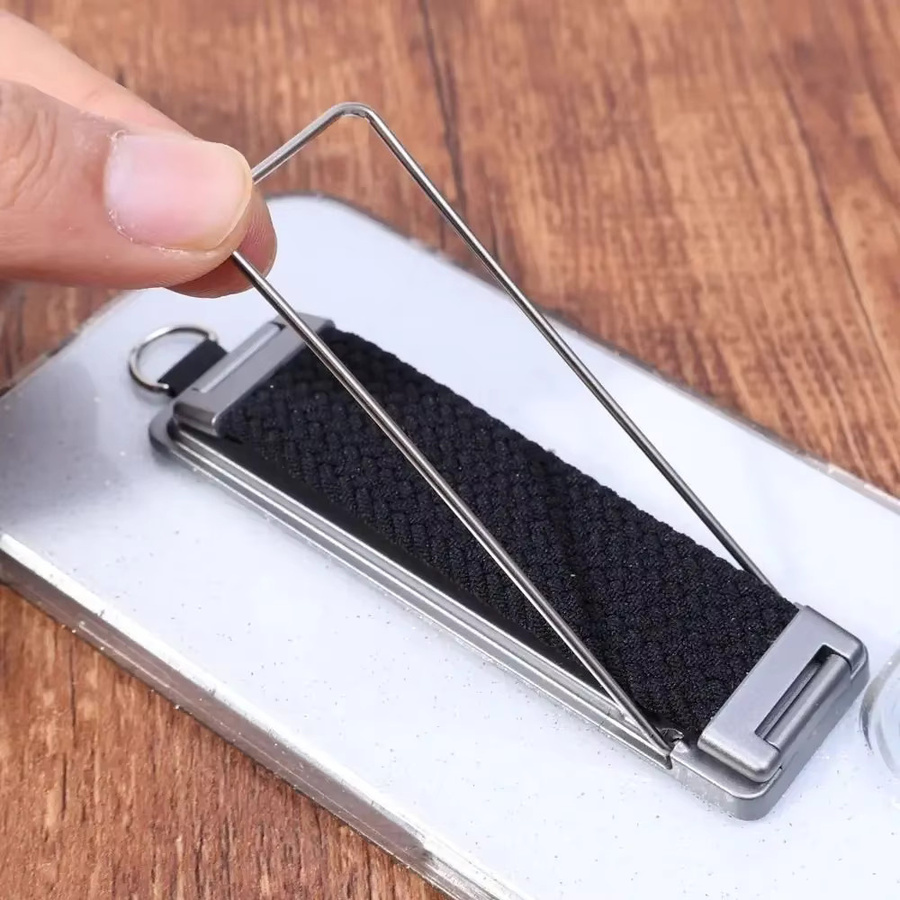 MIIQNUS Universeller Handy-Fingerringhalter mit zusammenklappbarem Ständer und Metall-Lanyard-Ring zur hinteren Montage - Bild 3