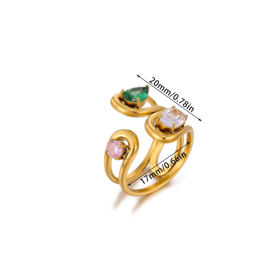 ETCAVCE Ring, vergoldeter Edelstahl, Zirkonia, Damen - Bild 2