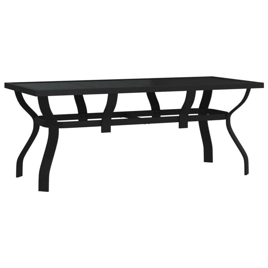 Furnicato Gartentisch aus Hartglas und pulverbeschichtetem Stahl in Schwarz, B/T/H: 180 x 80 x 70 cm - Bild 2