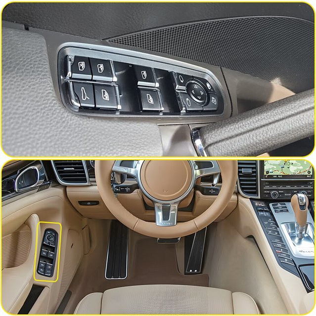 Elektrischer Fensterheber Schalter für Porsche Cayenne Macan Panamera, vorne links, Schwarz - Bild 1