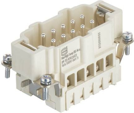 HARTING Stifteinsatz 09338102603 mit 10 Schrauben aus Kunststoff in Weiß - Bild 1