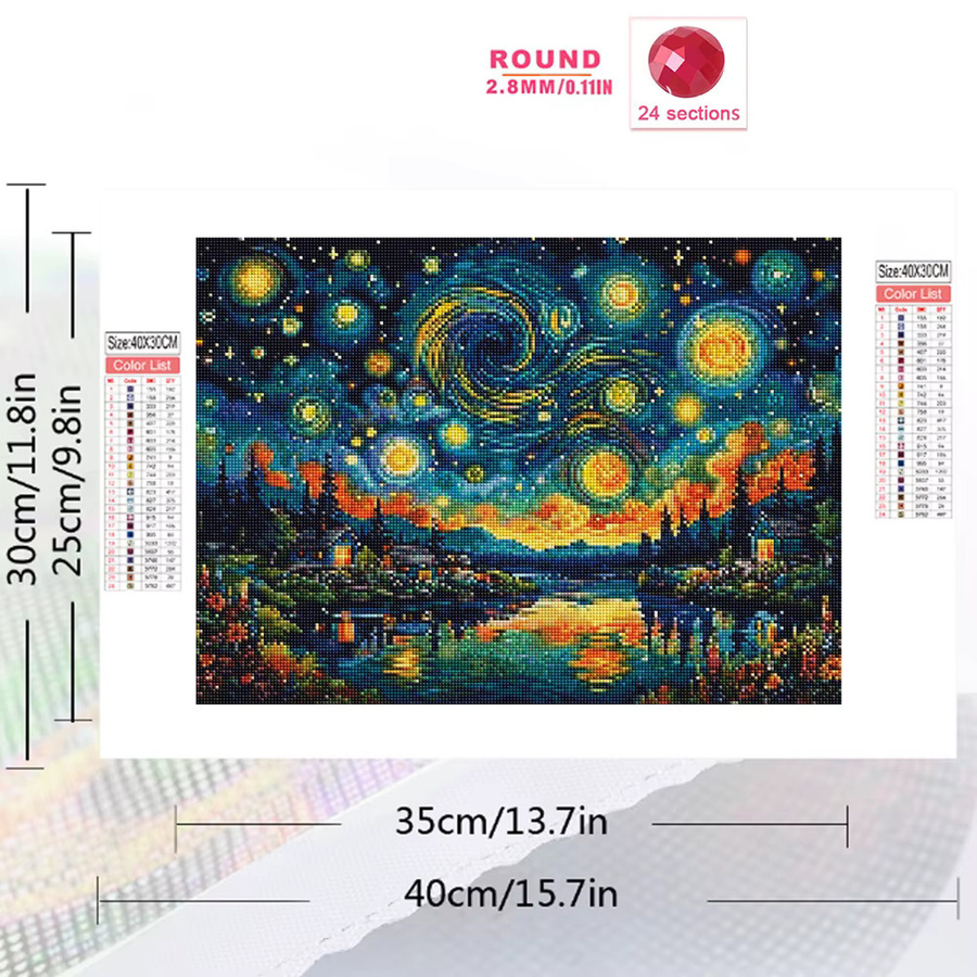 Momoart Diamant-Mosaik Landschaft Cartoon Sternenhimmel 5D Stickerei in Multicolour, B/H: 30 x 20 cm - Bild 2