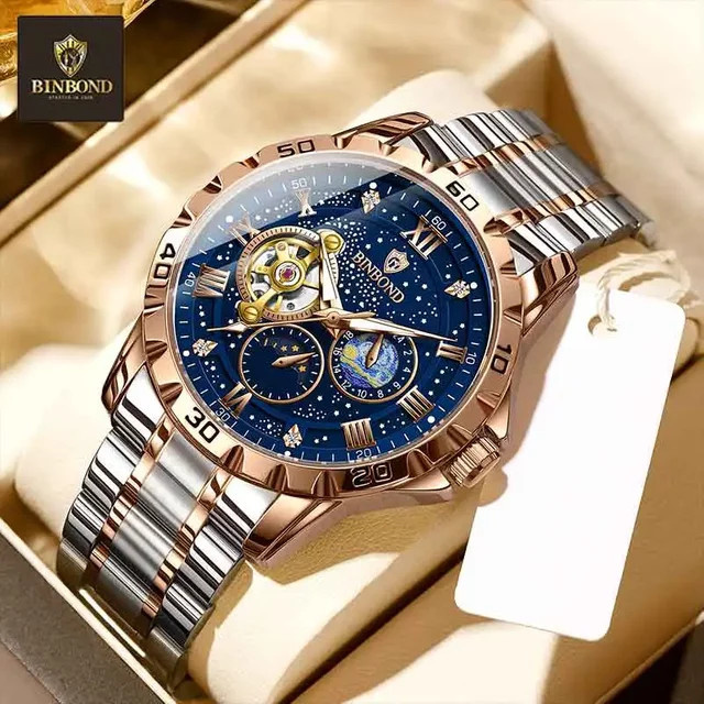 BINBOND Armbanduhr Automatik, Mondphase, Edelstahl, Herren - Bild 1