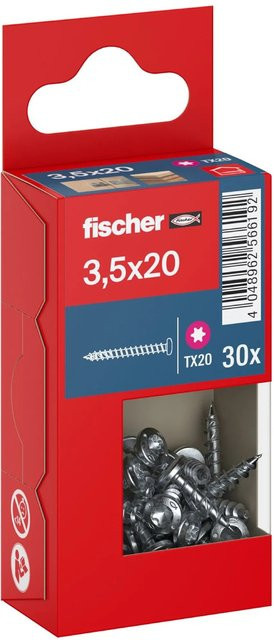 Fischer PowerFast II Pan Head TX Vollgewindeschraube für Holz, verzinkter Stahl, Durchmesser: 3,5 mm, Länge: 20 mm, 30 Stück - Bild 1