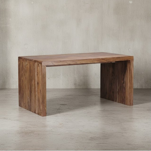 KADIMA DESIGN Schreibtisch TEKO aus Massivholz Sheesham in Braun, B: 160 cm, T: 80 cm, H: 76 cm - Bild 1