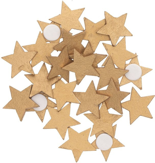 Rico Design Holzsticker Sterne in Gold, 24 Stück, Größe: 20 x 19 mm - Bild 1