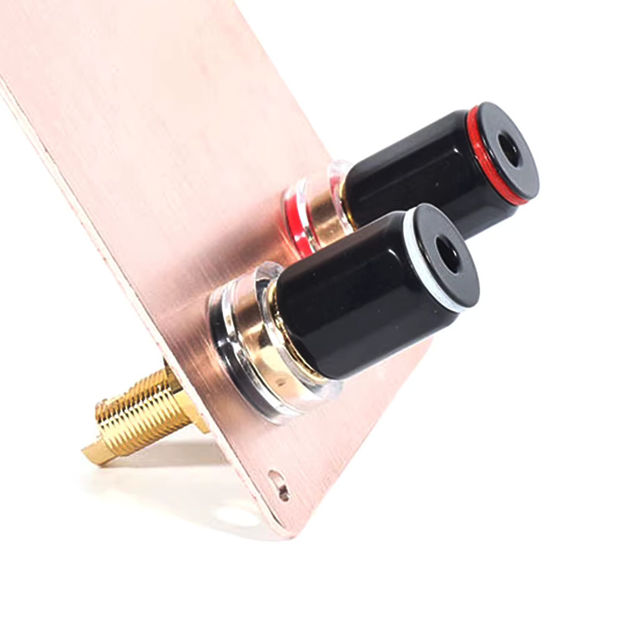 FRHY HiFi-Lautsprecher-Terminal-Binding Posts aus reinem Kupfer, vergoldete Verstärkeranschlüsse als Ersatz für Bananenstecker, Gold - Bild 2