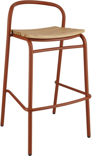 VEGA Outdoor-Teak-Barstuhl Zolia im 2er Set, Sitz braun und Gestell rostbraun, B/T/H: 50 x 50 x 95 cm - Bild 1