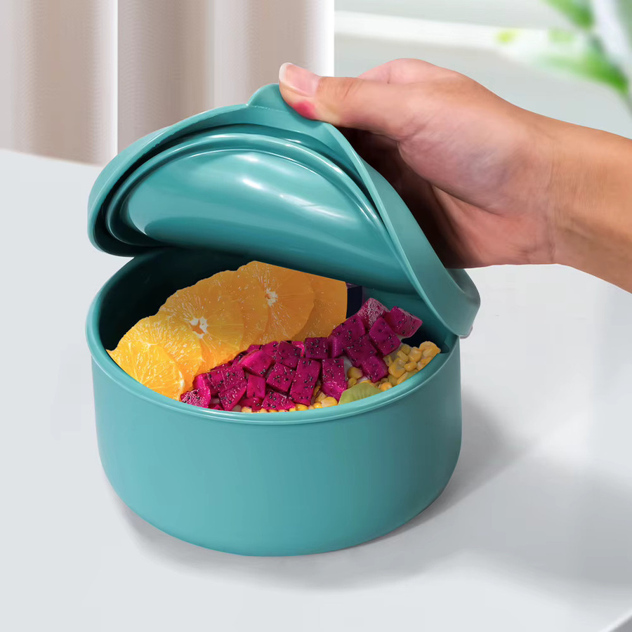 TYRY.HU Silikon Lunch Box mit Deckel, runde Snack Box und Salatbehälter für Kinder, 700 ml - Bild 1