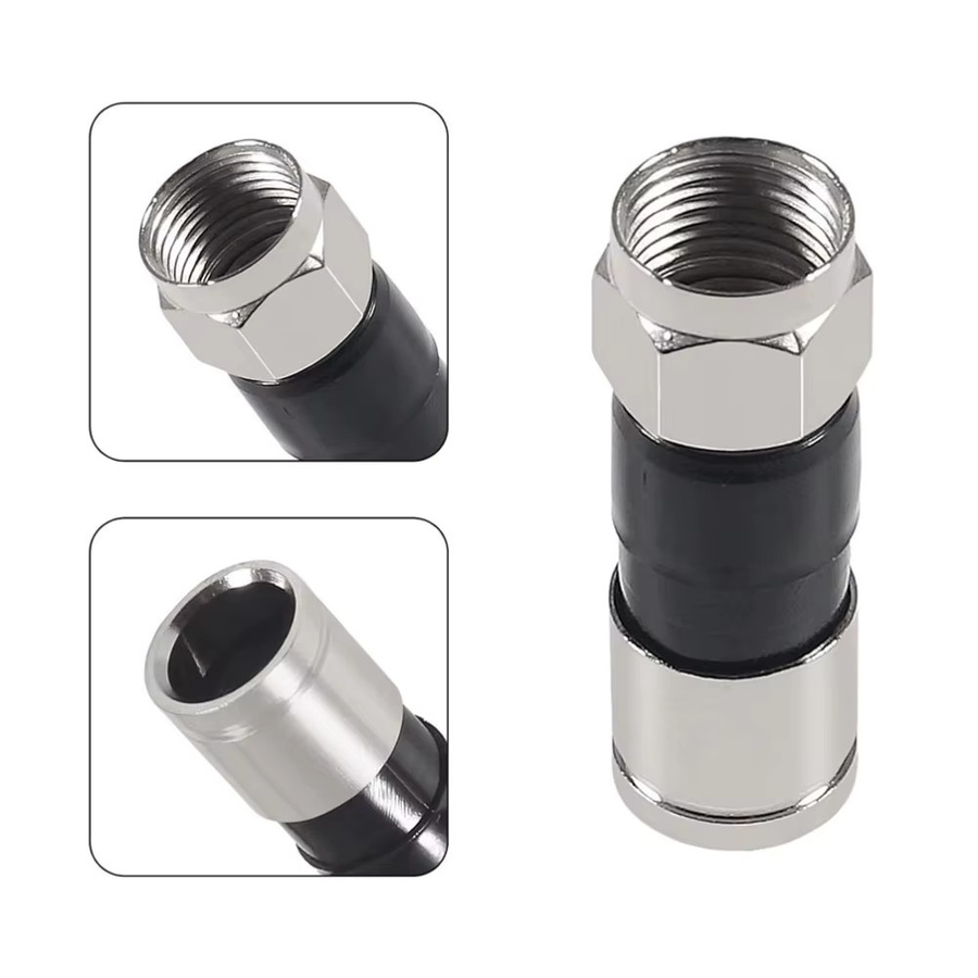 FRHY 10 Stück RG6 F-Typ Koaxial-Kompressionsanschlüsse wasserdichte gerade Adapter in Schwarz und Blau für Satellitenkabel und TV-Antenneninstallationen - Bild 2