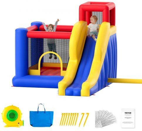 VEVOR Inflatable Bounce House Hüpfburg mit Rutsche und Blower, Bunt / Mehrfarbig - Bild 1