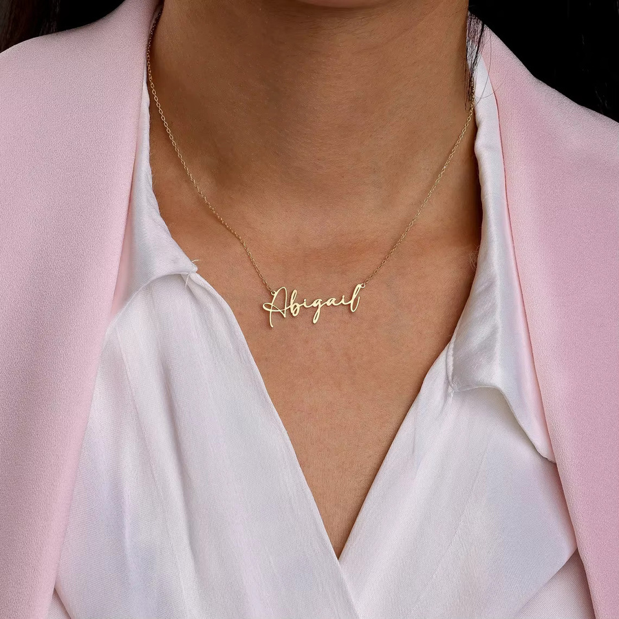 FAZZTONC Halskette mit Name Anhänger, Edelstahl, Gold, Damen - Bild 2