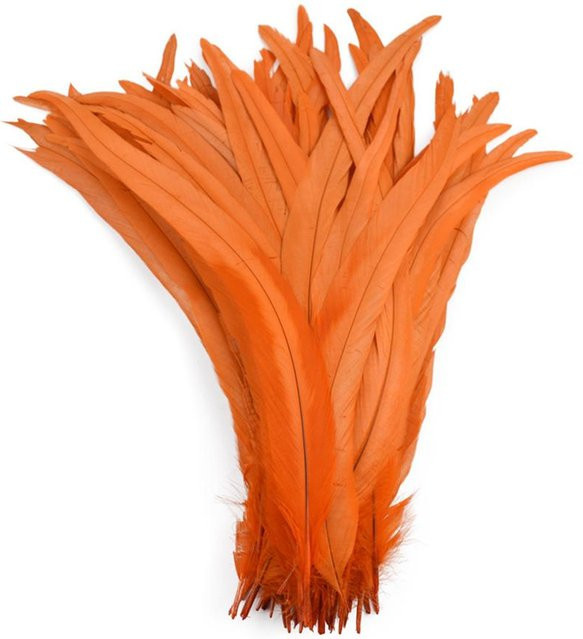 100 Stück orangefarbene Hahnenfedern für Bastelarbeiten, DIY Dekoration und Kopfschmuck, Länge: 25-30 cm - Bild 1