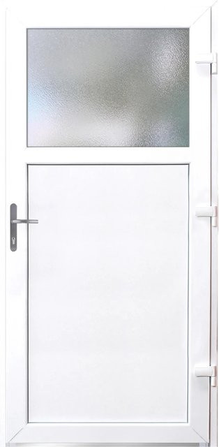 Panto Tür K 504 nach außen öffnend mit Glaseinsatz Weiß, B: 98 cm, H: 198 cm, Anschlag Rechts - Bild 1