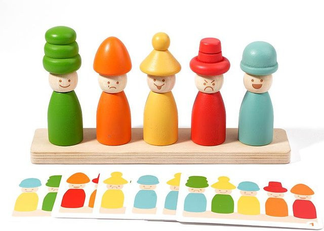 Montessori Holz Farbsortierspiel Hutform, Zuordnungsspiel, ab 3 Jahre - Bild 1