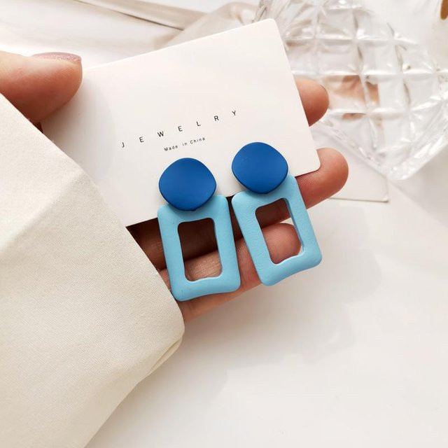 Wucifang Jewelry Clip Ohrringe, Messing, Blau, Damen - Bild 1