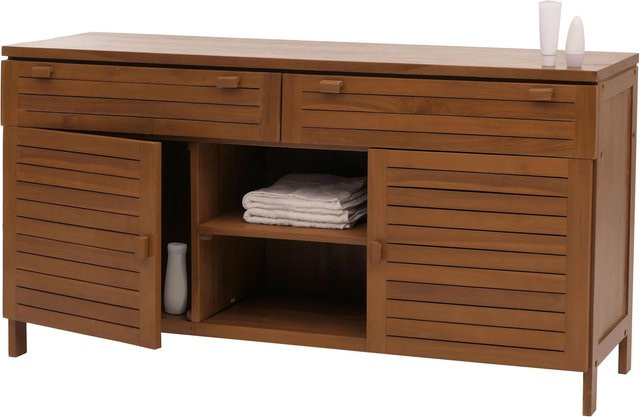 MCW Waschbeckenunterschrank MCW-M87 aus Teakholz in Braun, B/T/H: 150 x 80 x 40 cm - Bild 1