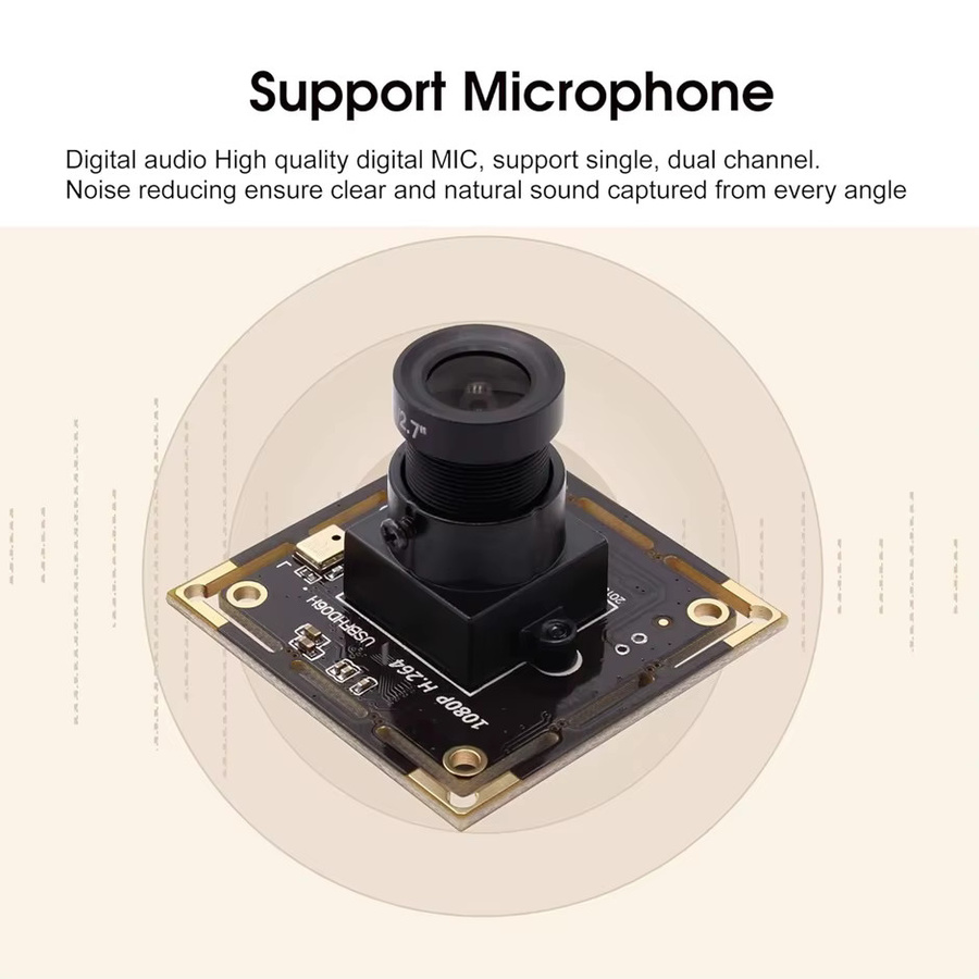 Elp Mini-USB-Kamera Modul Full HD 1080p mit IMX323 Sensor, Audio-Mikrofon und Low Light Funktion in Schwarz - Bild 4