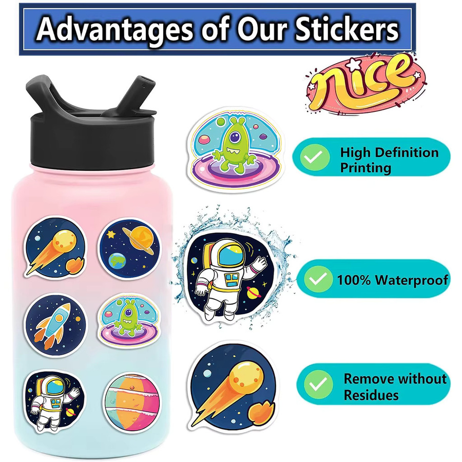 50 Stück Cartoon Planet Aufkleber wasserfest für Helm und Schreibwaren von BulingBulingStickers Shop in Multicolour - Bild 3