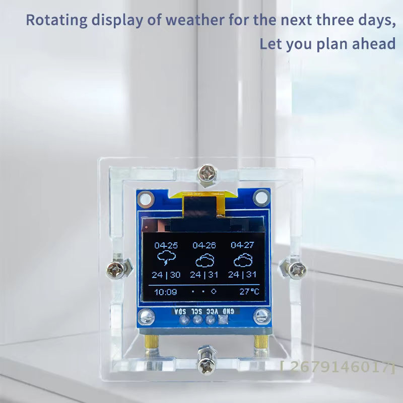 KOQZM ESP8266 MINI WLAN Digitaluhr und Wetterstation als DIY Lötset aus transparentem Kunststoff - Bild 3