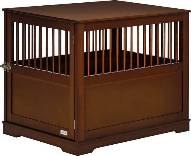 PawHut Hundebox mit Tischplatte als stilvolle Hundehütte für mittelgroße Hunde mit abschließbarer Tür, Braun, B: 80,5 cm, T: 59,5 cm, H: 67,5 cm - Bild 1