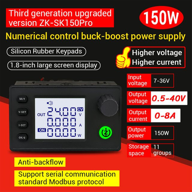 Aideepen SK150Pro CNC Buck Boost Converter DC Einstellbarer Spannungsregler mit konstanter Spannung und Strom in Schwarz - Bild 1