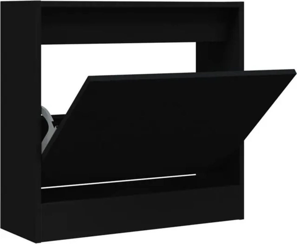 Schuhschrank vidaxl in Schwarz aus Holzwerkstoff im modernen Design, B/T/H: 60 x 21 x 57 cm - Bild 1