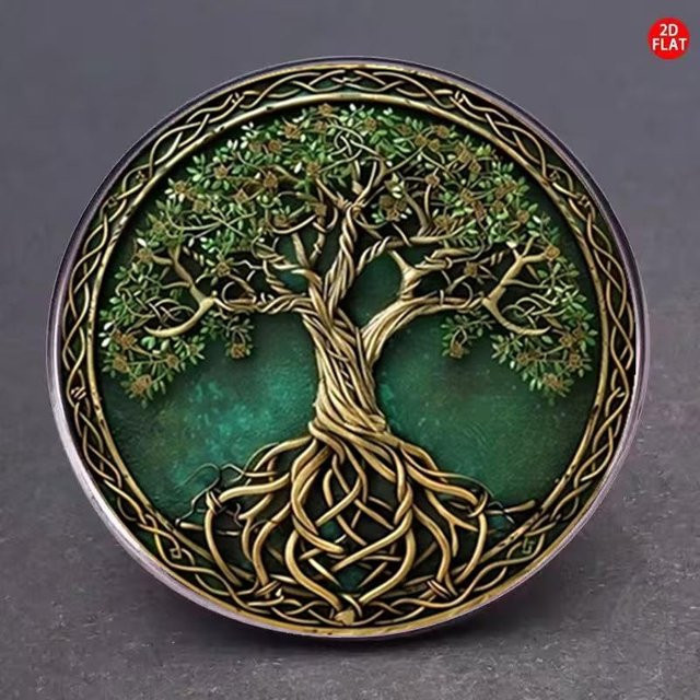 Brooch Lebensbaum Edelstahl, 30mm, Unisex - Bild 1