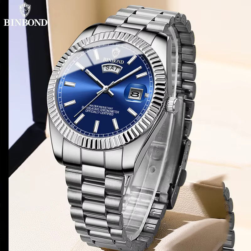 BINBOND Armbanduhr, Quarz, Edelstahl, Blau, Herren - Bild 2