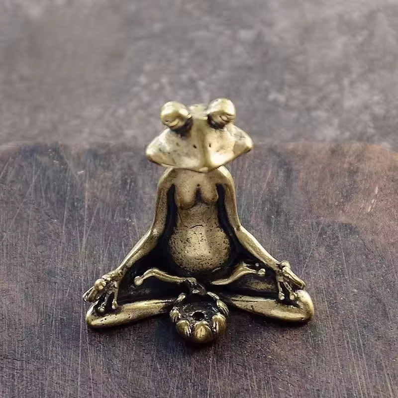 YXYMCF Räucherstäbchenhalter Frosch in Antik-Bronze und Messing als Vintage Rückfluss-Räuchergefäß für Meditation und Home Decor - Bild 3