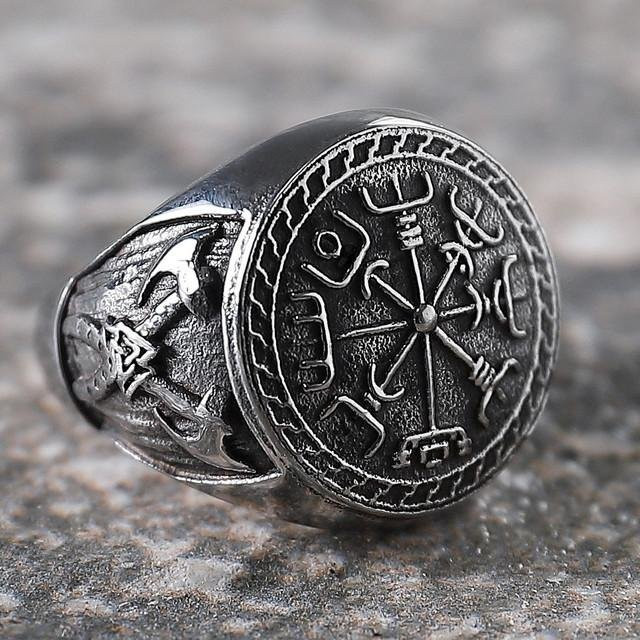 Wucifang Jewelry Wikingerring, Edelstahl, Schwarz, Herren - Bild 1