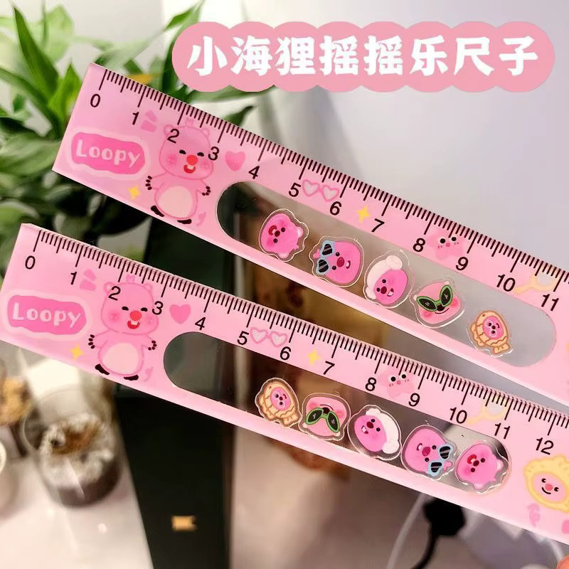 LOOPY Schwingendes Lineal mit niedlichem Biber Motiv in Pink für Schüler und kreatives Zeichnen - Bild 3