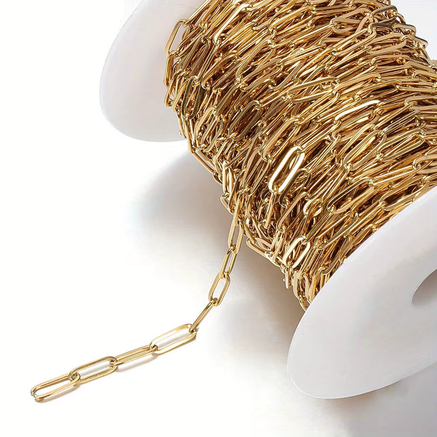 Ovale Kette aus Edelstahl, 2 Meter, flache Kette und runde Kette - Bild 2