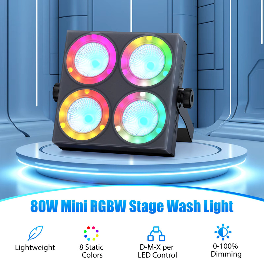 Yiflamefly 4er-Set Mini-Quadrat RGBW LED-Bühnenwaschleuchten mit DMX-Steuerung in Schwarz - Bild 2