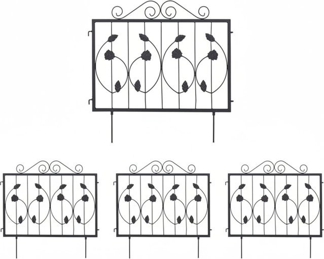 Relaxdays Beetzaun aus Eisen in Schwarz, 4er Set, B/H: 237 x 60 cm, Tiefe: 1,5 cm - Bild 1