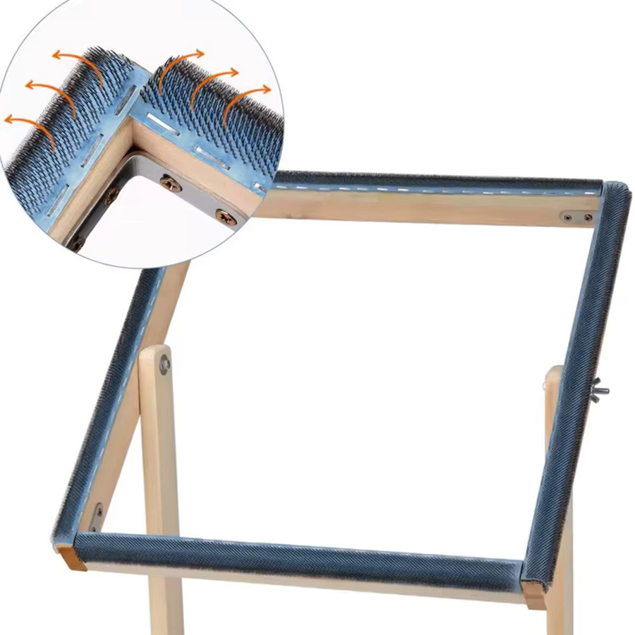 QJH Griffstreifen aus Holz mit Stanznadelrahmen für Näh- und Quiltzubehör in Braun und Grau - Bild 1