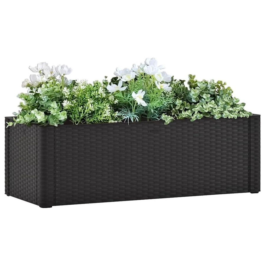 Furnicato Garten-Hochbeet mit Selbstbewässerungssystem in Anthrazit mit Rattan-Optik, B/T/H: 100 x 43 x 33 cm - Bild 2