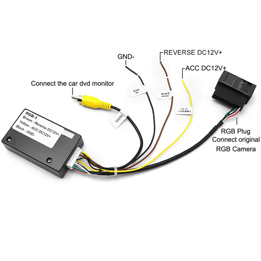 ALLOET 12V Rückfahrkamera-Adapter RGB zu AV Parkkamera-Decoder für Volkswagen RCD510 RNS510 RNS315, Schwarz - Bild 3