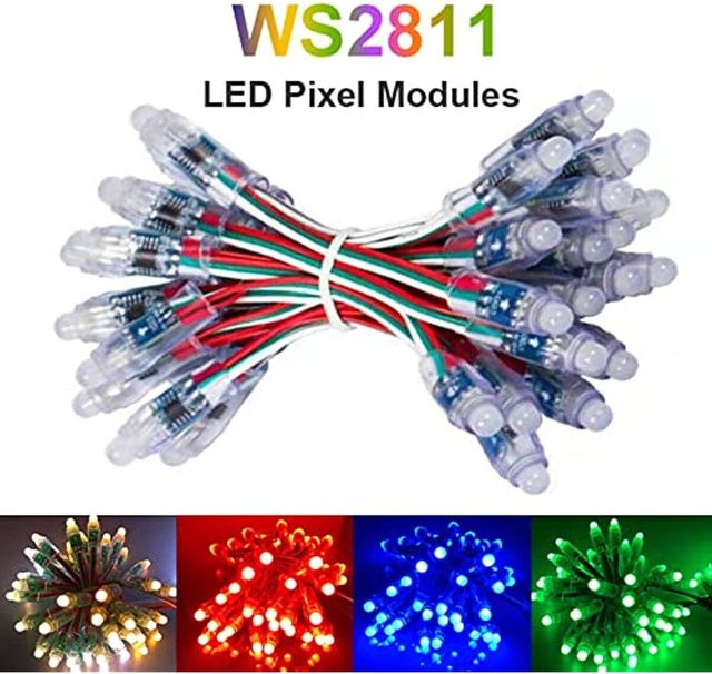 50 Stück vusum WS2811 RGBIC Digital Addressable LED Pixel Module, IP68 wasserdicht, Multicolour, 12mm - Bild 1