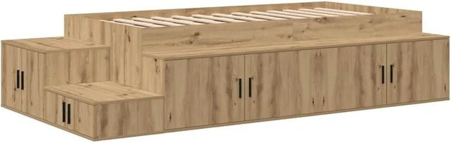 vidaXL Stauraumbett Artisan-Eiche in Braun mit Seitenfächern, B/T/H: 80 x 200 x 127 cm - Bild 1