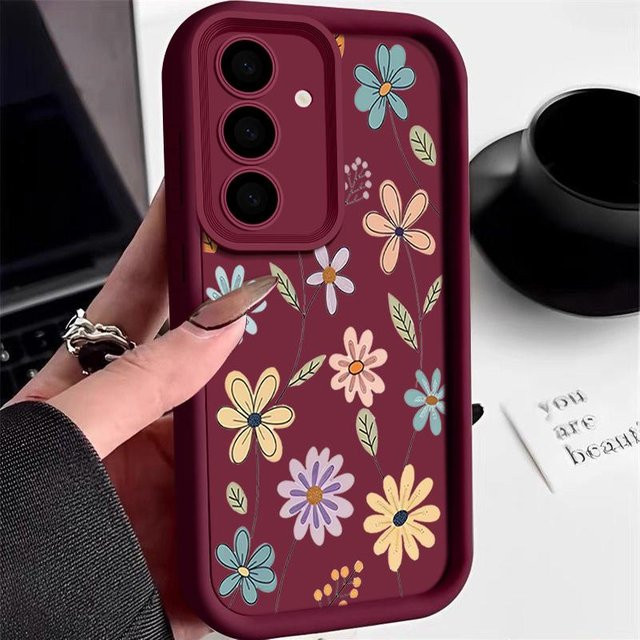 Samsung Galaxy Smartphone Schutzhülle mit Cartoon-Blumen-Design in Multicolour für verschiedene Modelle wie S25 S24 Ultra S23 S22 Plus S21 S20 FE A15 A16 A26 A34 A35 A36 A54 A55 A56 5G - Bild 1