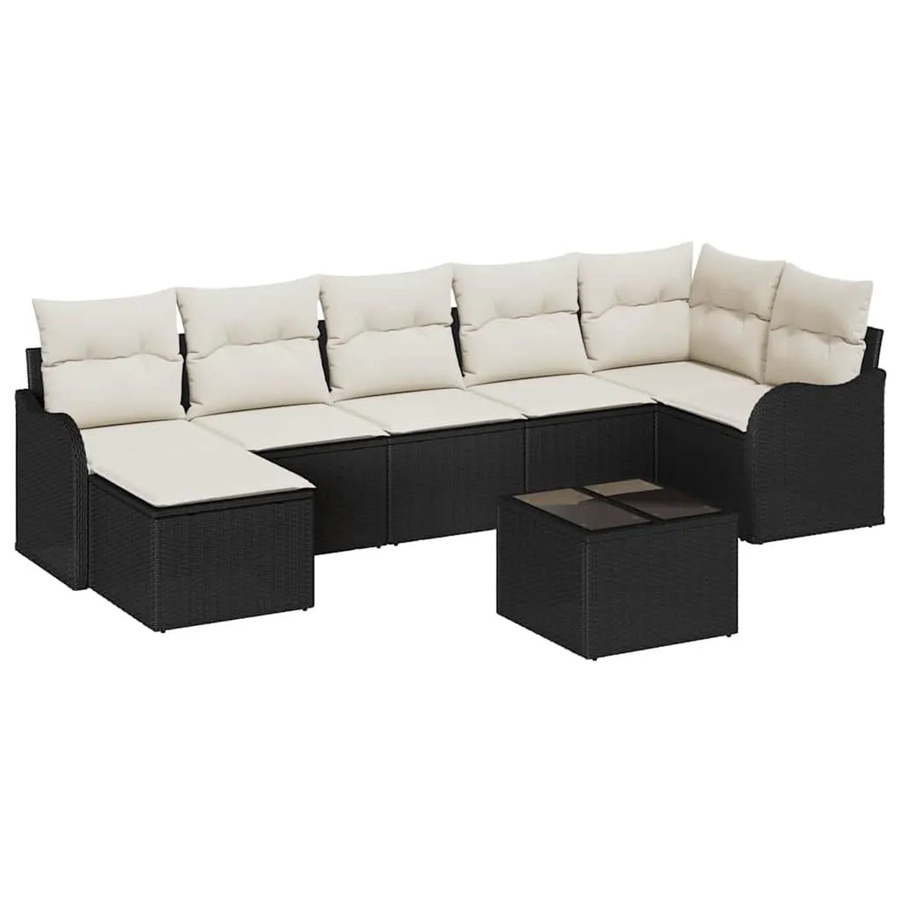vidaXL 7-teiliges Garten Sofa Set aus Poly Rattan in Braun mit Kissen und modernem L-Shape Design - Bild 2