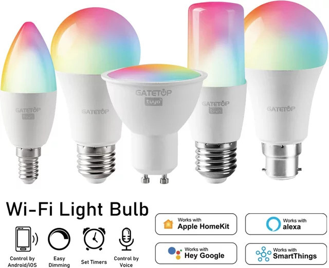 Tuya Smart RGB LED-Birne dimmbar mit WiFi Kompatibel mit Alexa und Google Home E27 - Bild 1