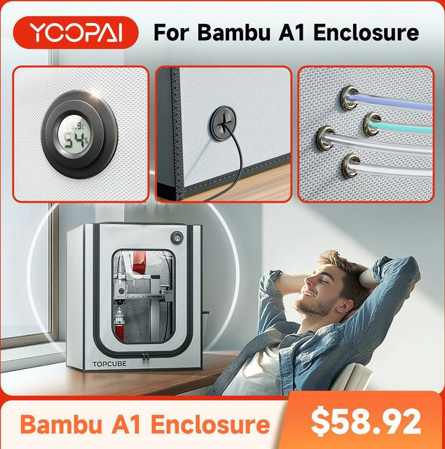 Yoopai 3D-Druckergehäuse für Bambu Lab A1 mit LED-Licht und Temperaturkontrolle, H x B x T: 670 x 550 x 600 mm - Bild 1