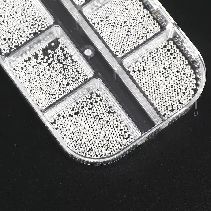 SWEET TREND Mini-Kaviar-Nagelperlen, silberne Edelstahlperlen, Unisex - Bild 5